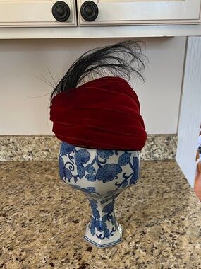 SAKS Fifth Ace debutant Red Velvet Hat